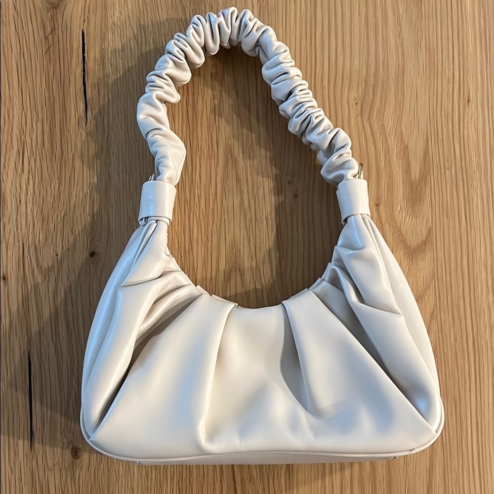 Elegant Cream Ruched Hand Bag